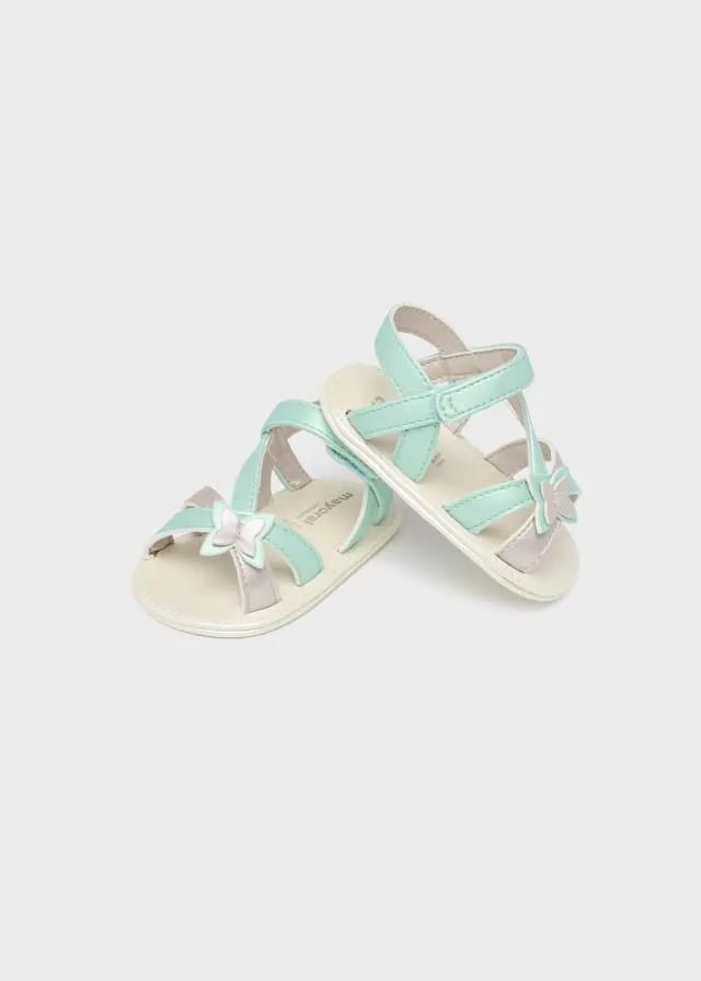 9635 Mayoral Strappy Butterfly Sandals, Aqua/Cream