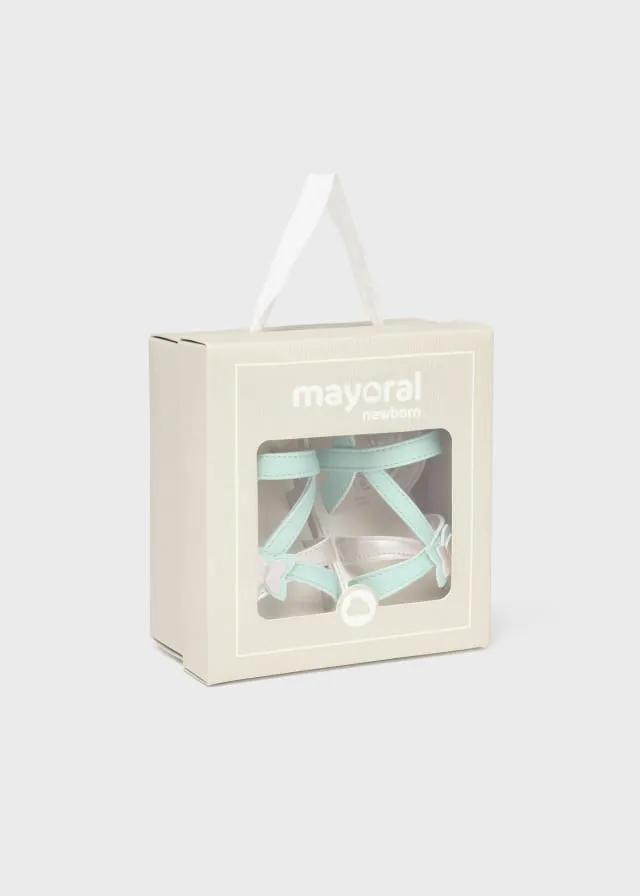 9635 Mayoral Strappy Butterfly Sandals, Aqua/Cream