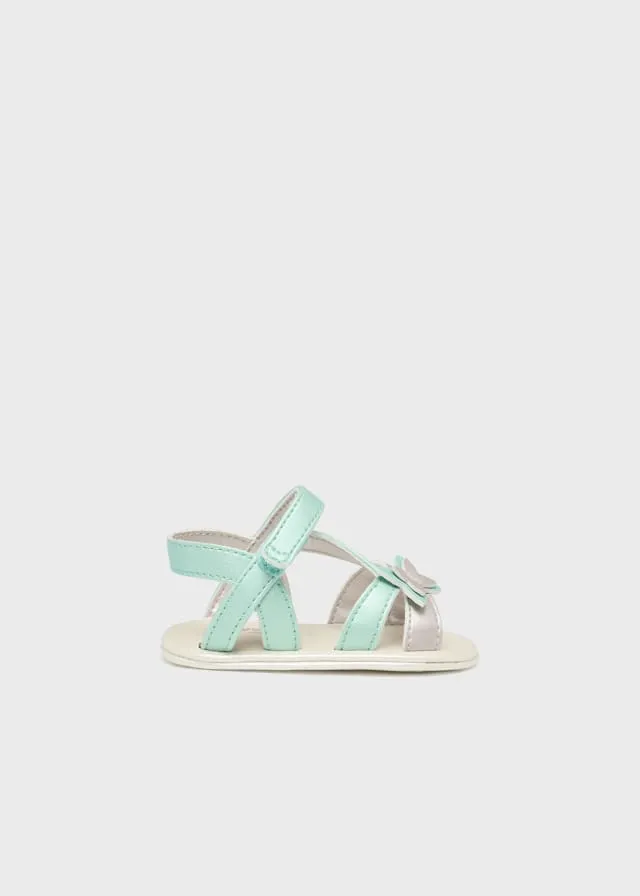 9635 Mayoral Strappy Butterfly Sandals, Aqua/Cream