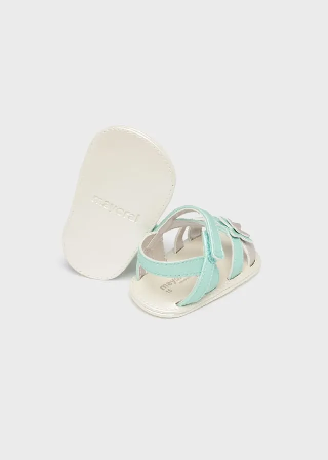 9635 Mayoral Strappy Butterfly Sandals, Aqua/Cream