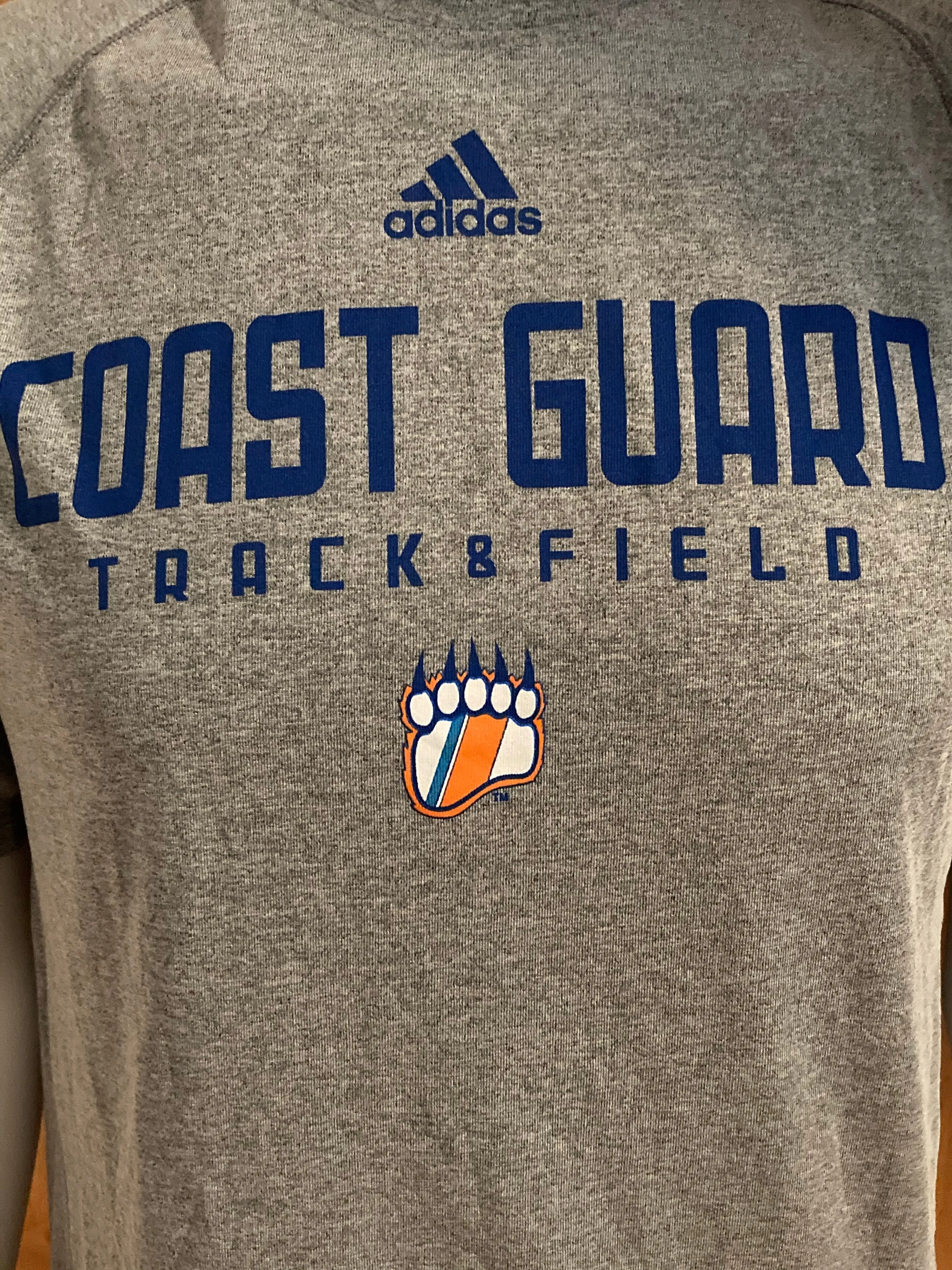 ADIDAS "COAST GUARD TRACK & FIELD" CLIMALITE Graphic Print Adult S Small SM Gray T-Shirt Tee Shirt