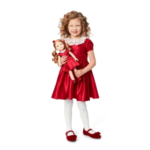 American Girl® x Janie and Jack Holly-Red Party Dress for Little Girls & WellieWishers™ Dolls