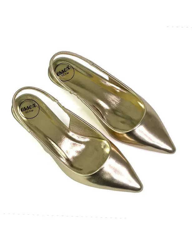 Avalone Pointed Toe Sling Back Strappy Sandals Bridal Shoes with Kitten Heel in Ivory