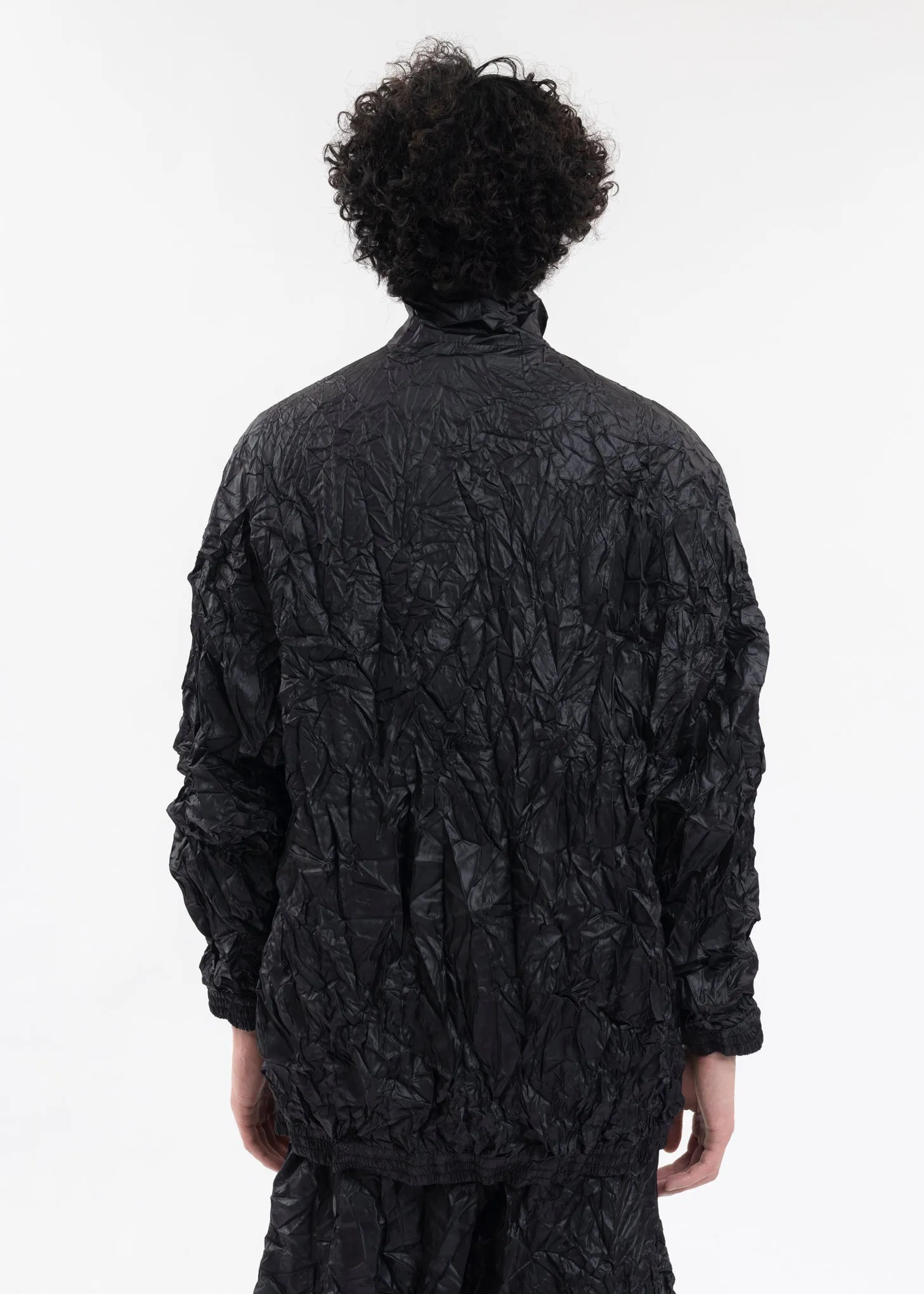 BLACK MENS CRINKLED TRAINING JUMPER