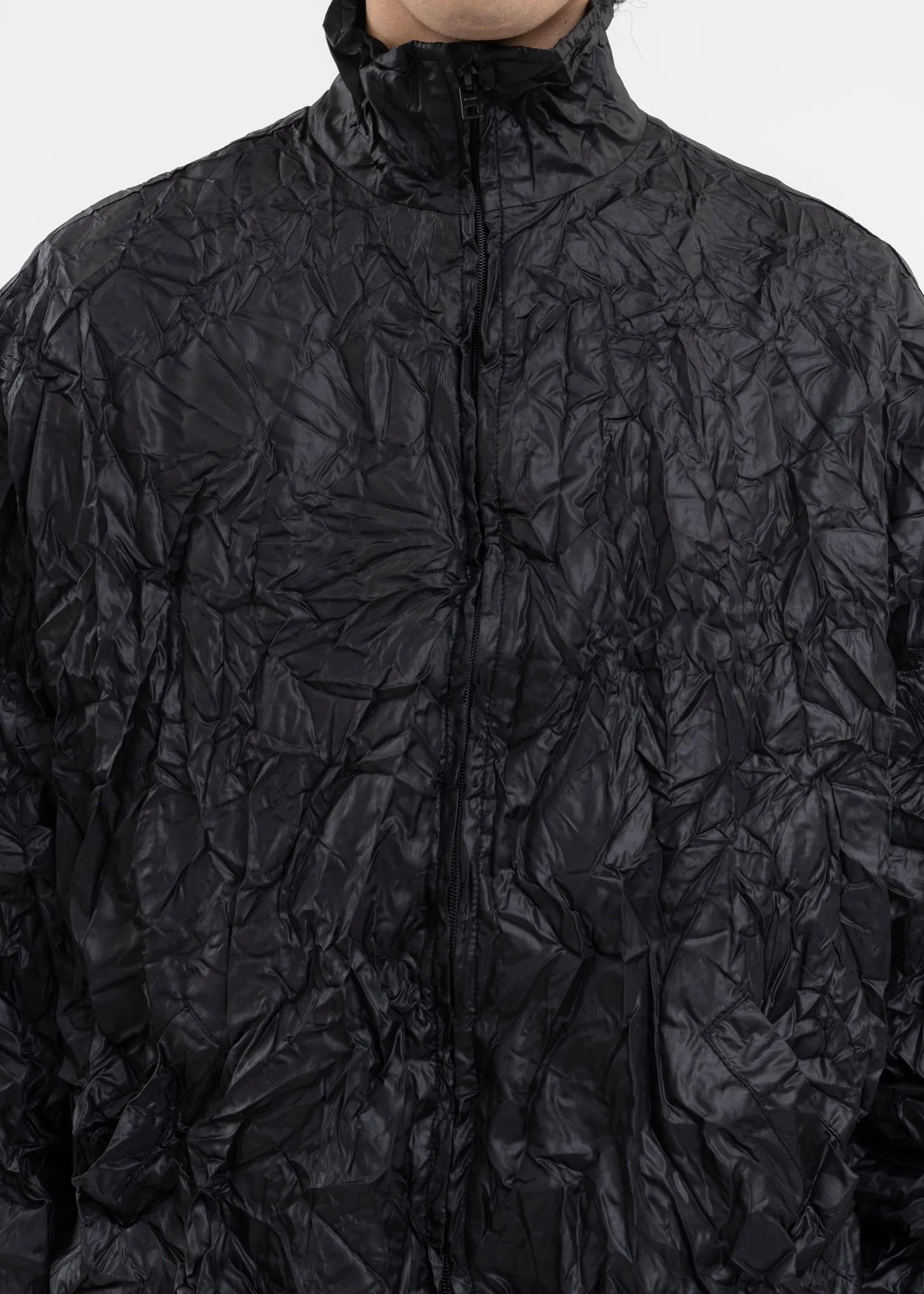 BLACK MENS CRINKLED TRAINING JUMPER
