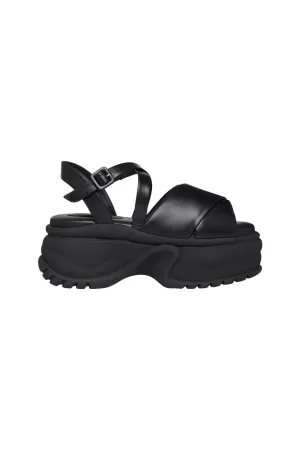 Black Platform Track Sole Sandal