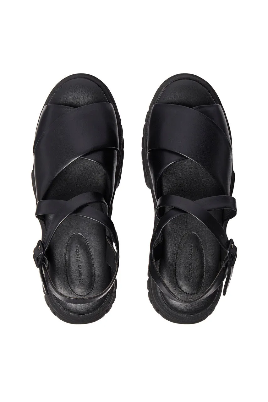 Black Platform Track Sole Sandal