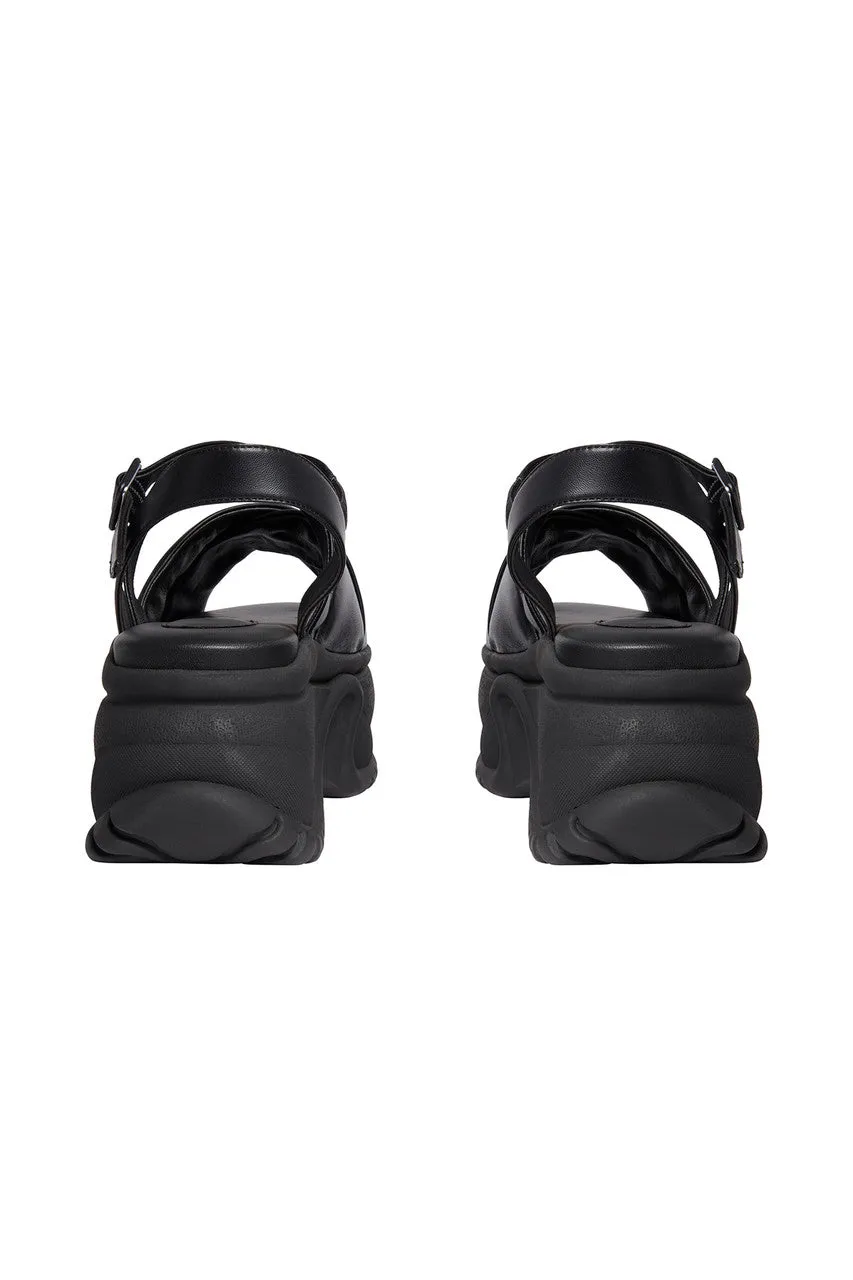 Black Platform Track Sole Sandal