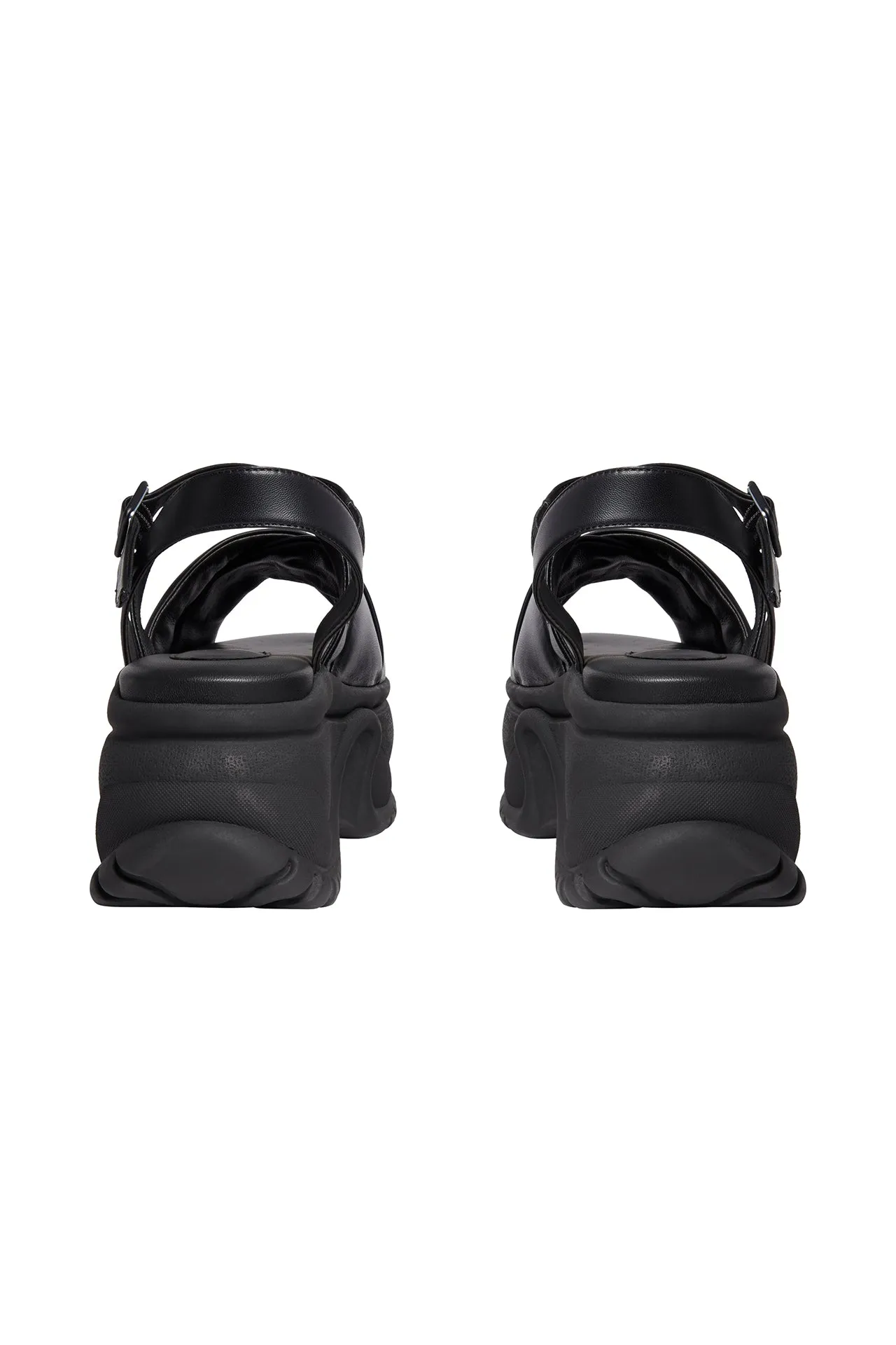 Black Platform Track Sole Sandal