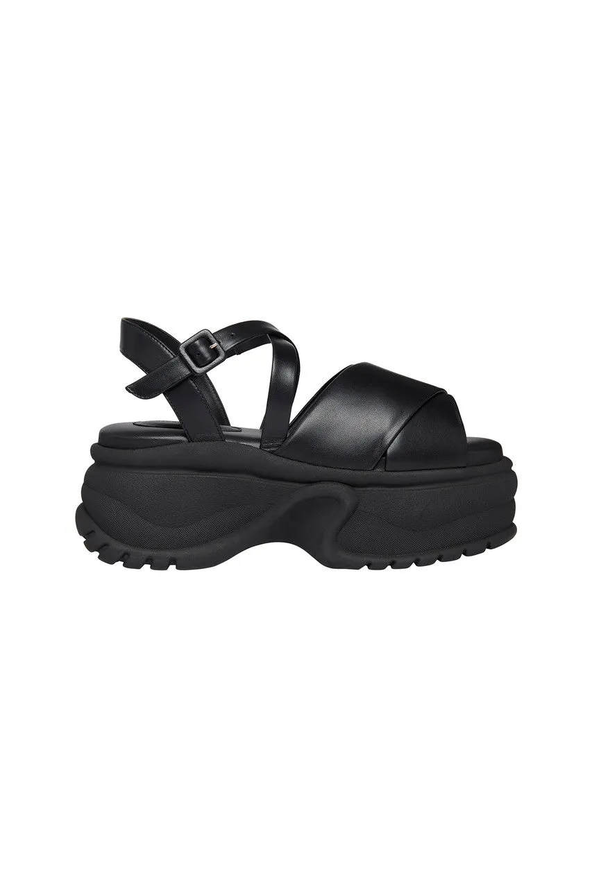 Black Platform Track Sole Sandal
