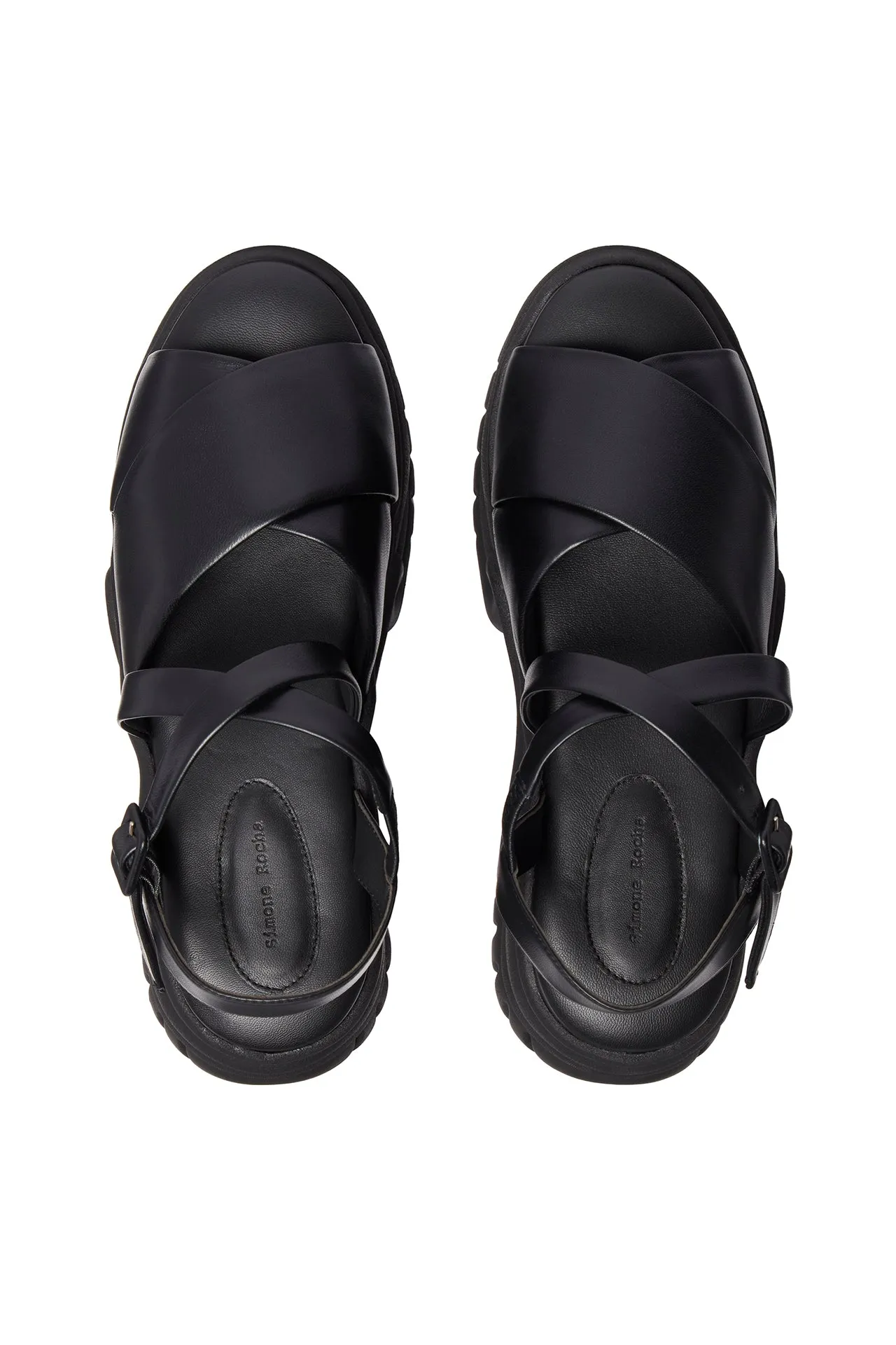 Black Platform Track Sole Sandal