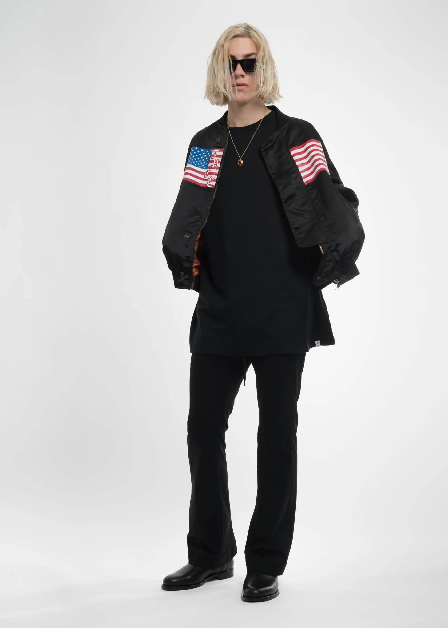 Black Rib Football Flare Track Pants