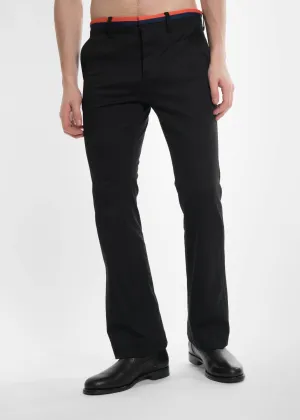Black Rib Football Flare Track Pants