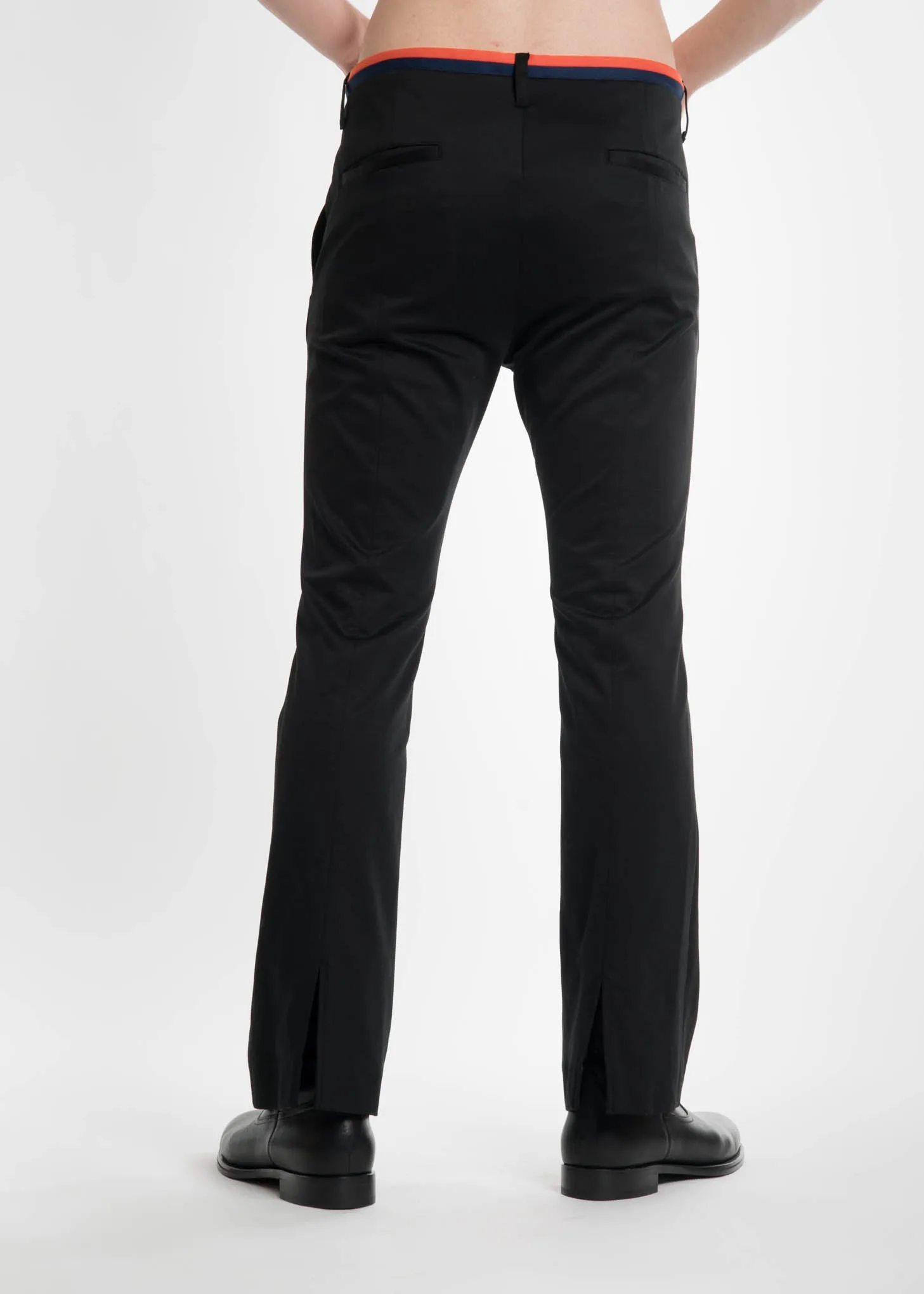 Black Rib Football Flare Track Pants