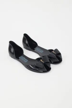 Black Rubber Bow Flat