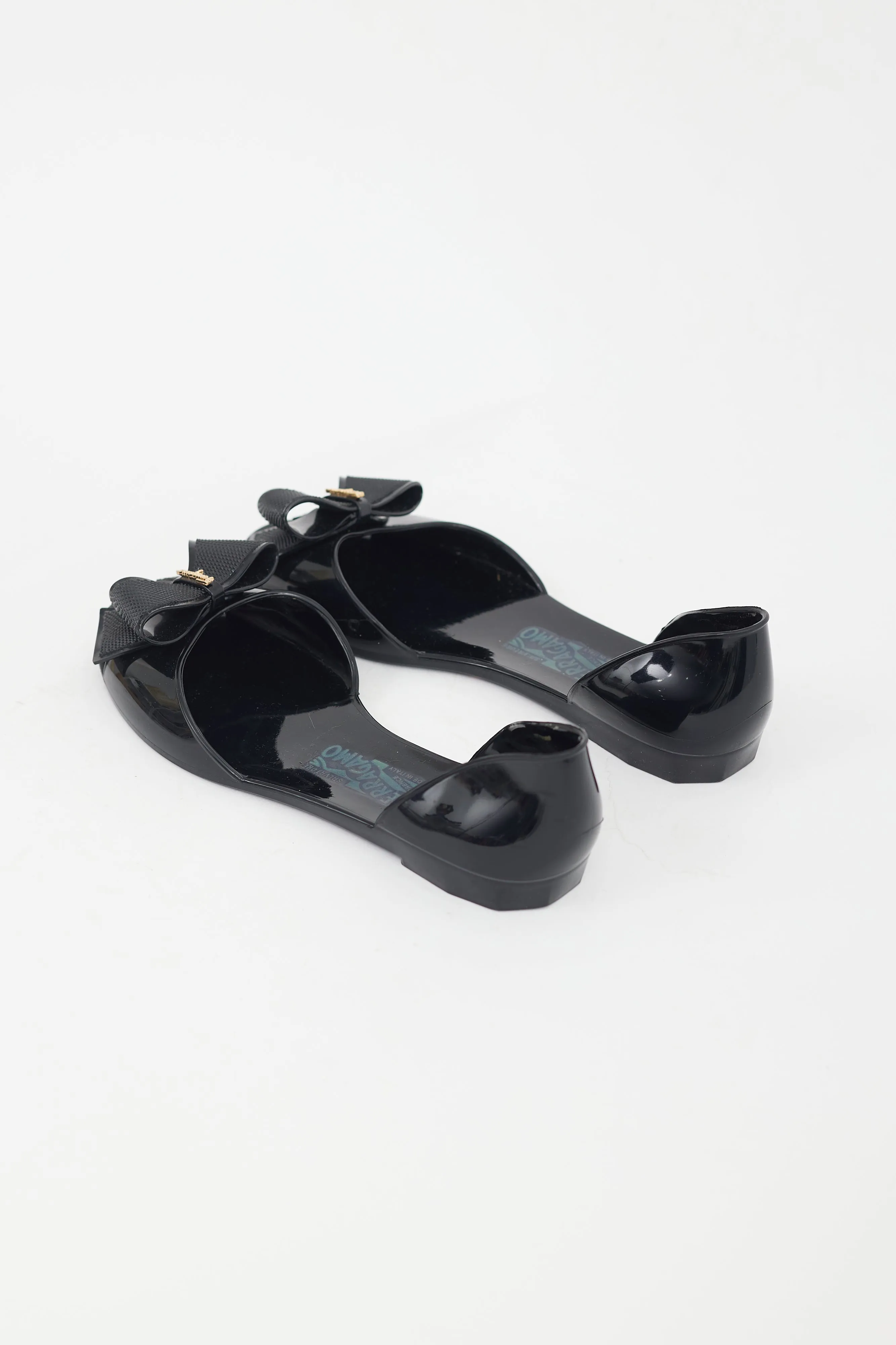 Black Rubber Bow Flat