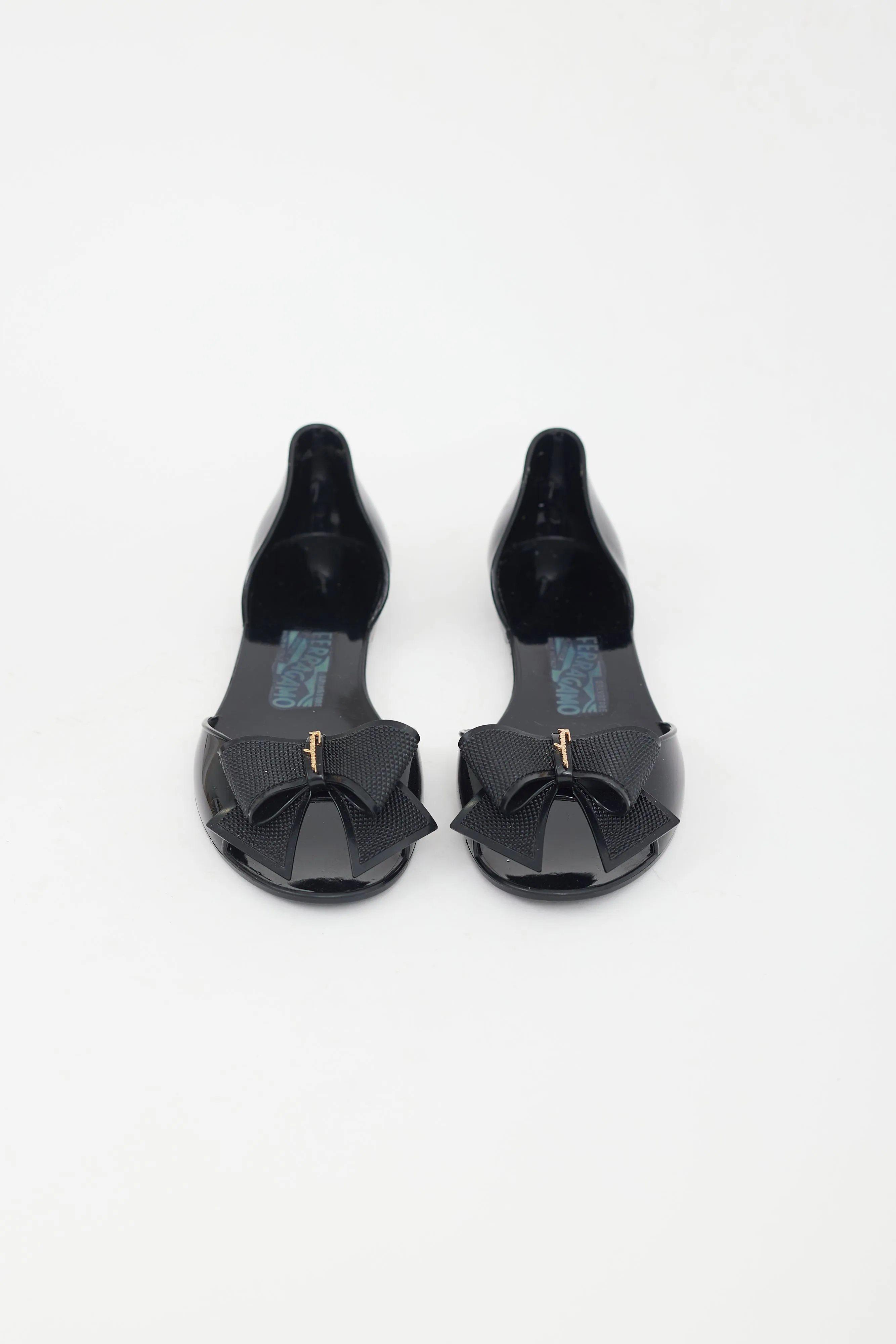 Black Rubber Bow Flat