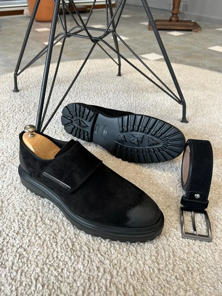 Black Suede Buckle Shoes for Men by GentWith.com | Worldwide Shipping