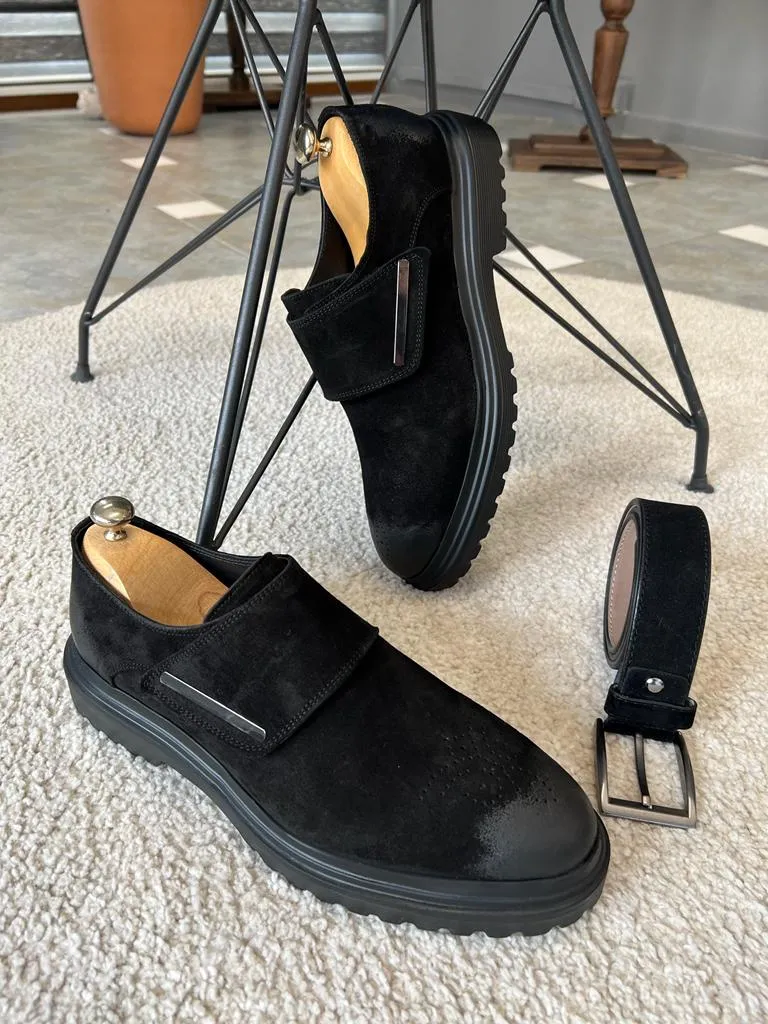 Black Suede Buckle Shoes for Men by GentWith.com | Worldwide Shipping