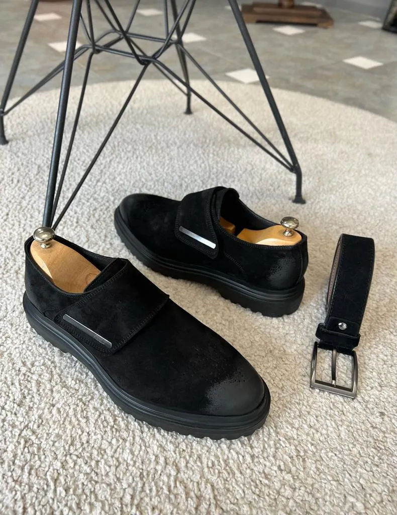 Black Suede Buckle Shoes for Men by GentWith.com | Worldwide Shipping