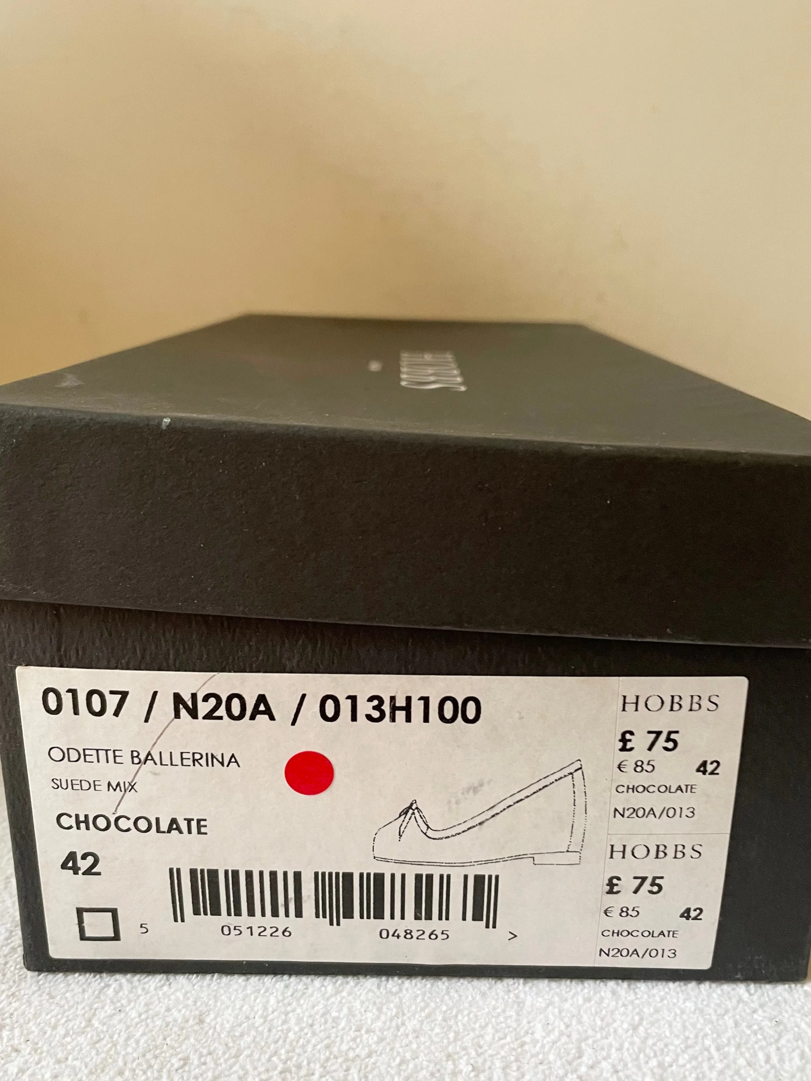 BRAND NEW HOBBS ODETTE DARK BROWN SUEDE BALLERINA FLATS SIZE 8/42