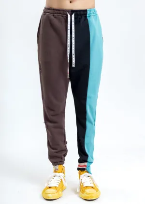 Brown Combined Damaged Pants
