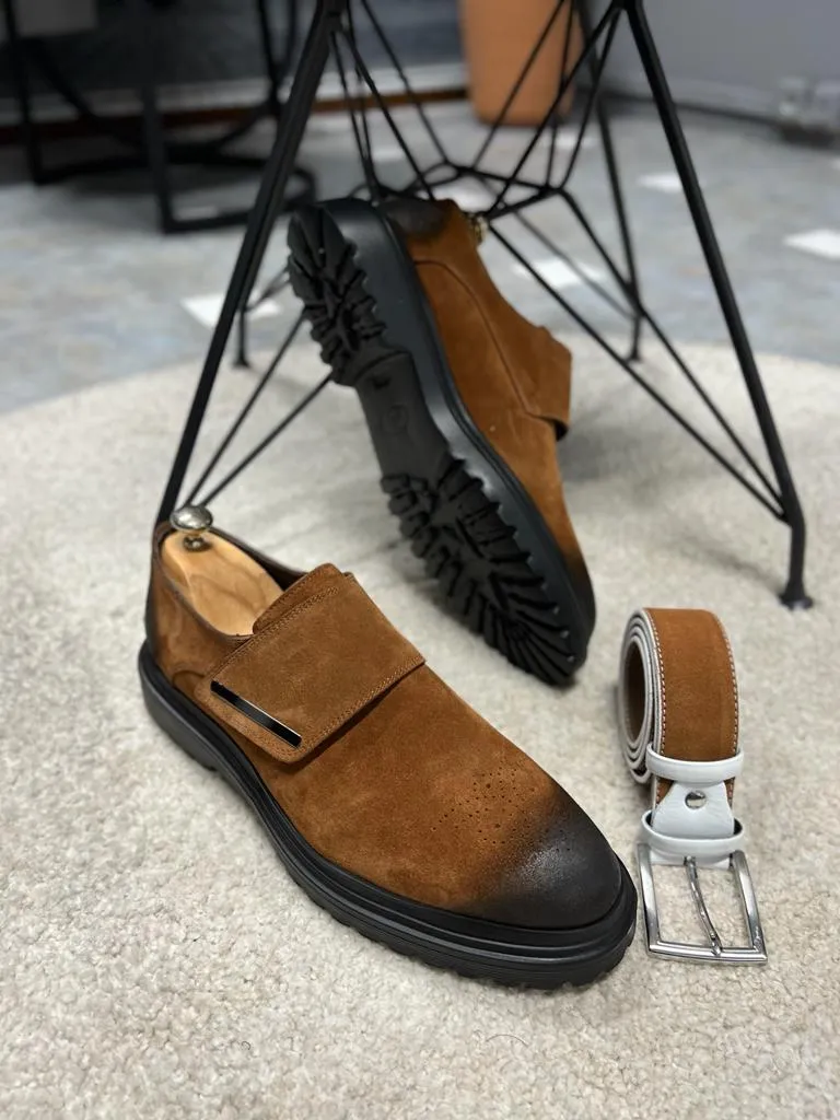 Brown Suede Buckle Shoes for Men by GentWith | Worldwide Shipping