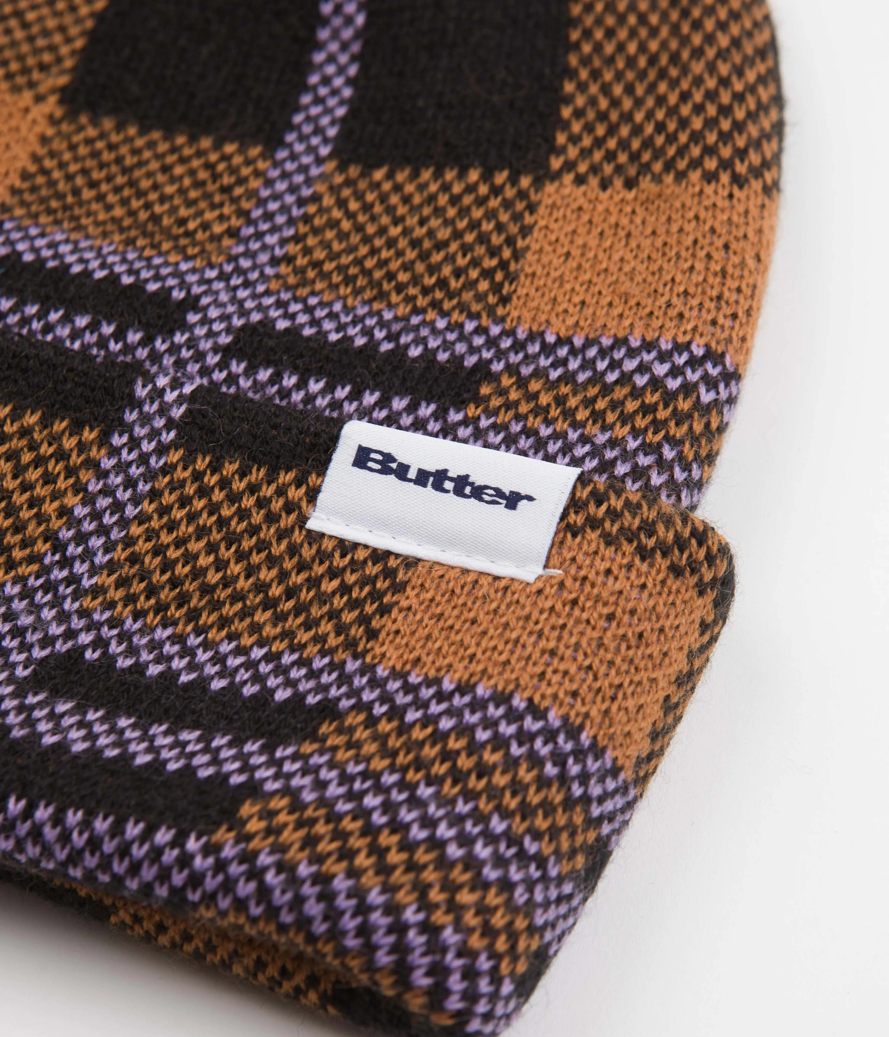 Butter Goods Plaid Beanie - Brown / Black / Purple