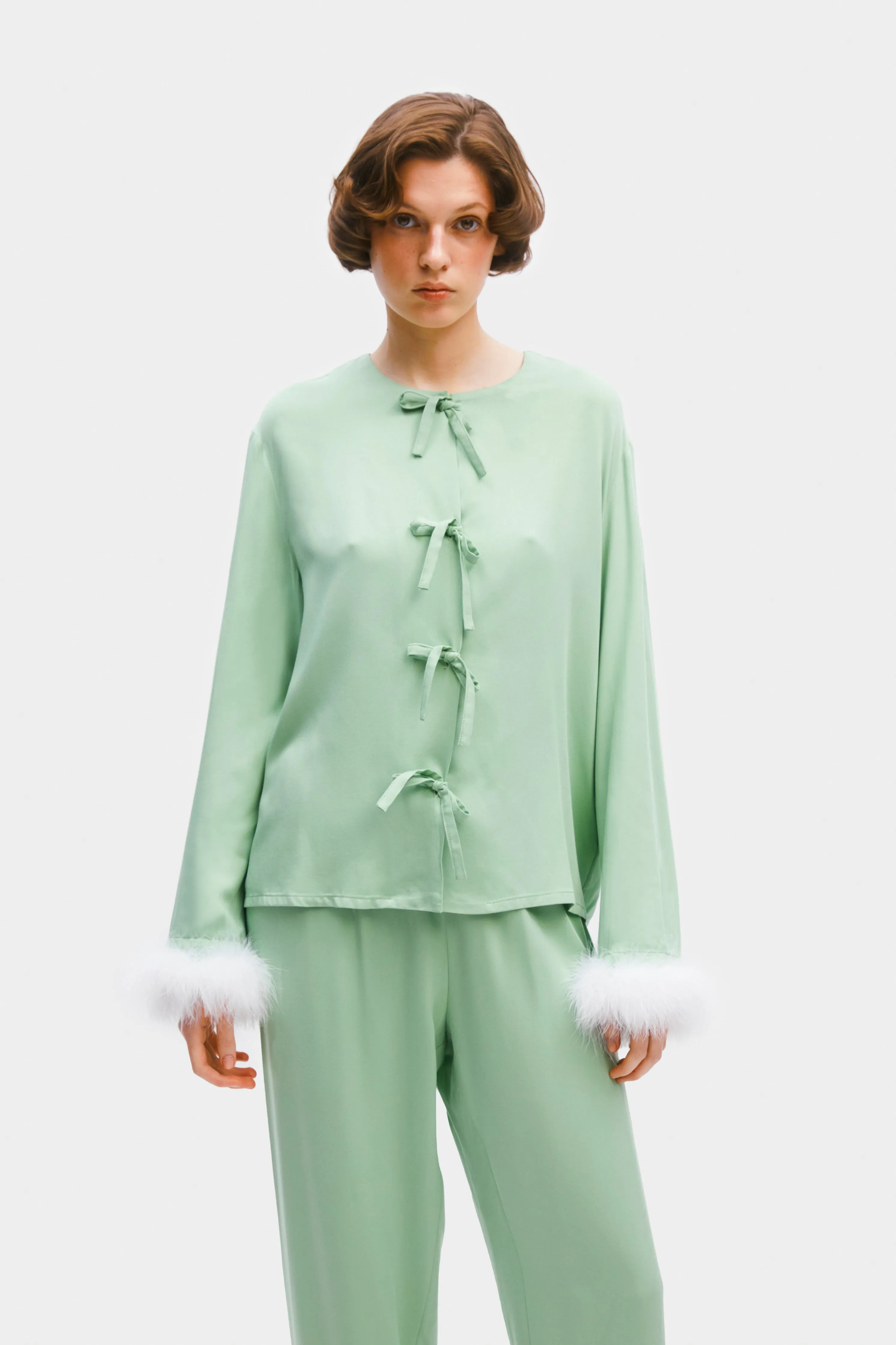 Capricorn Pyjama Set with Detachable Feathers in Mint