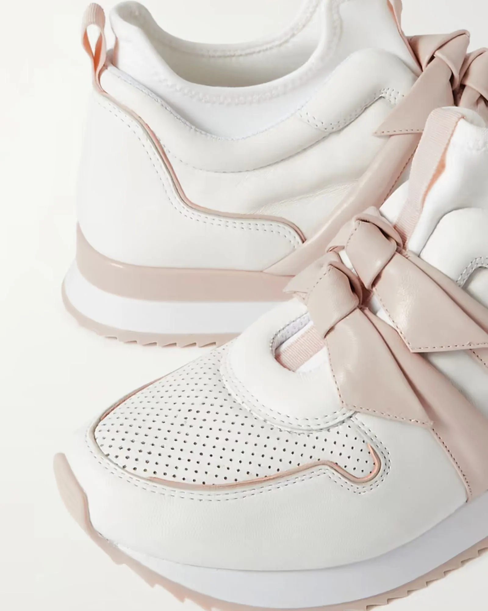 Clarita Jogger bow-embellished leather and neoprene sneakers
