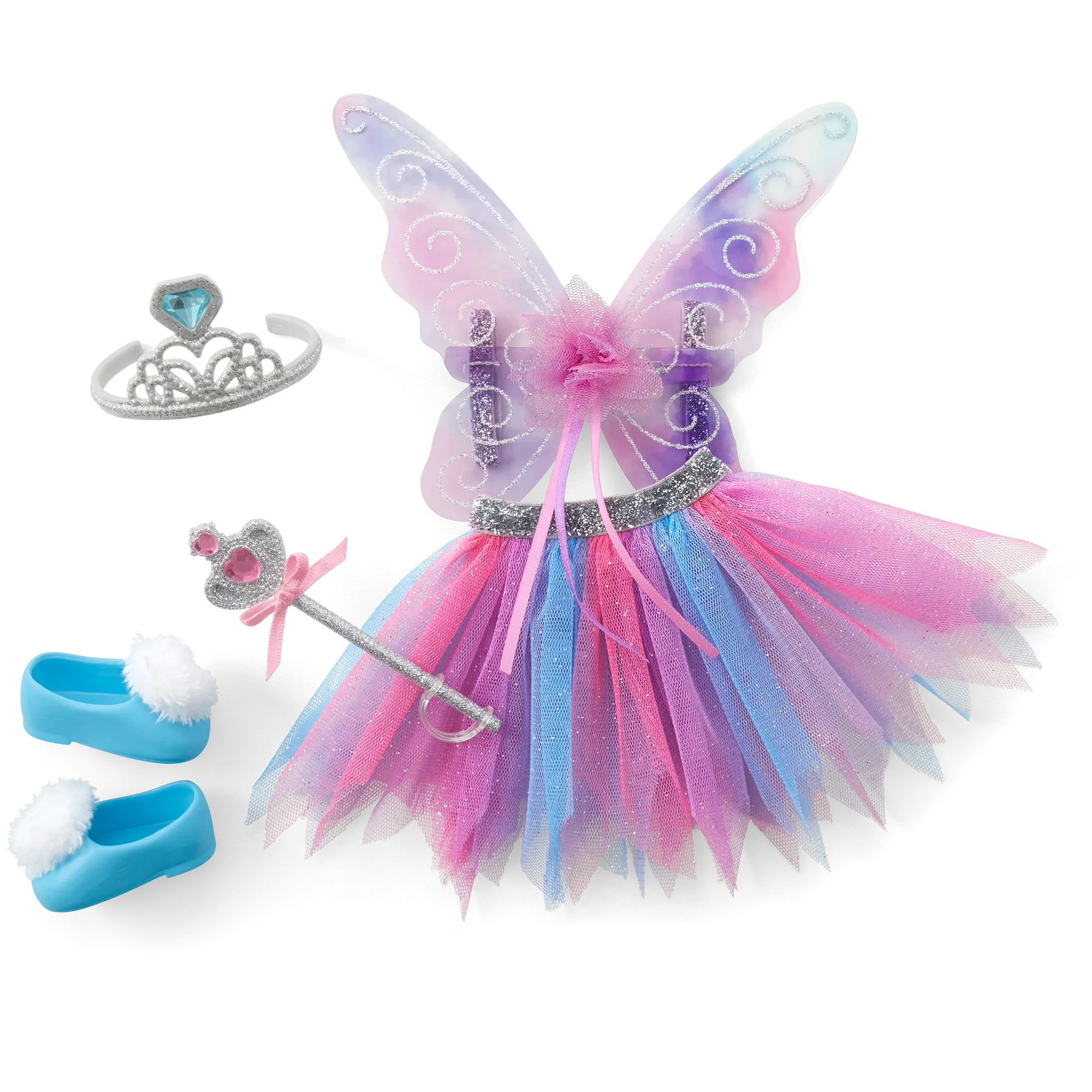 Colorful Butterfly Skirt & Wings Accessory Set for WellieWishers™ Dolls