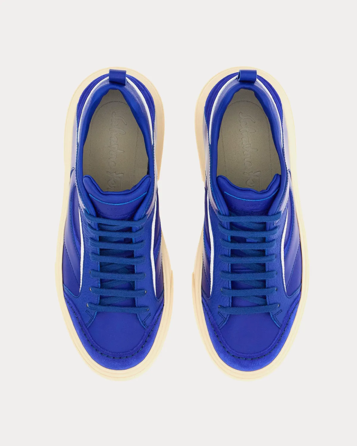 Cut Out Leather Lapis Lazuli Low Top Sneakers