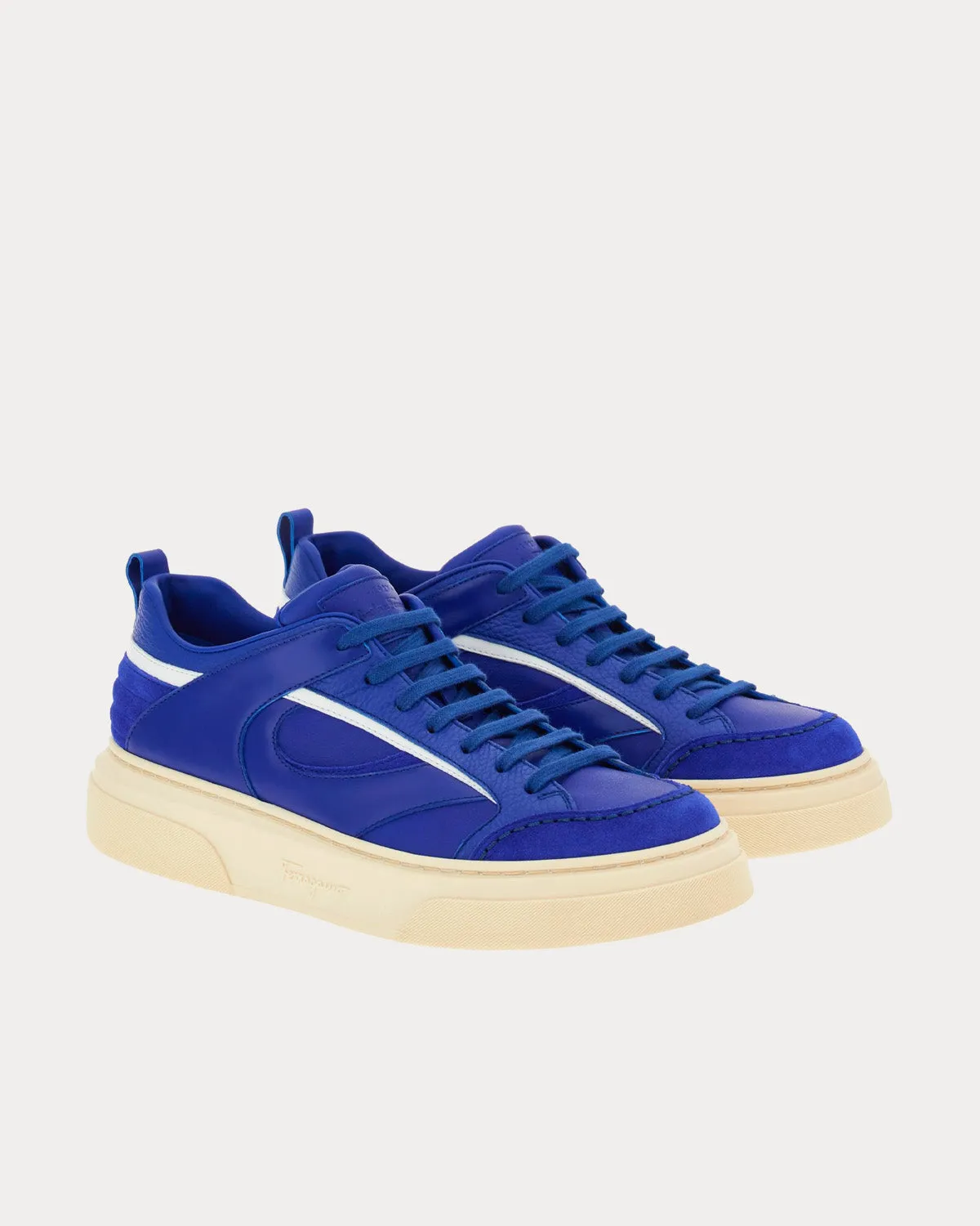 Cut Out Leather Lapis Lazuli Low Top Sneakers