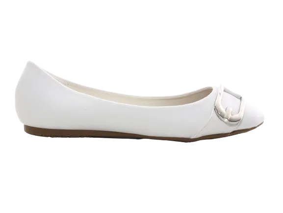 Damen Slipper Halbschuhe Ballerina Loafer Mokassins Slip On Flats Freizeit White # 9699