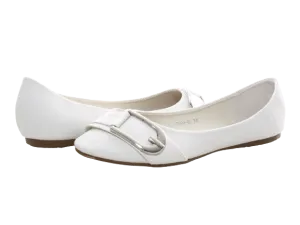 Damen Slipper Halbschuhe Ballerina Loafer Mokassins Slip On Flats Freizeit White # 9699