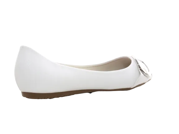 Damen Slipper Halbschuhe Ballerina Loafer Mokassins Slip On Flats Freizeit White # 9699