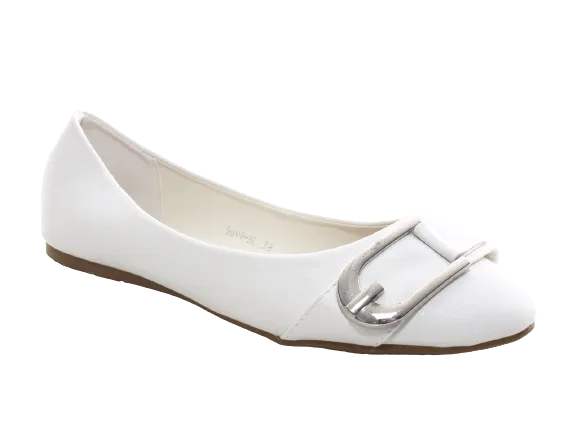 Damen Slipper Halbschuhe Ballerina Loafer Mokassins Slip On Flats Freizeit White # 9699