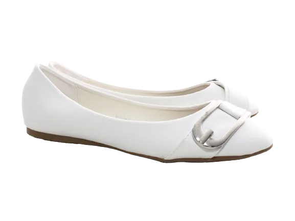 Damen Slipper Halbschuhe Ballerina Loafer Mokassins Slip On Flats Freizeit White # 9699