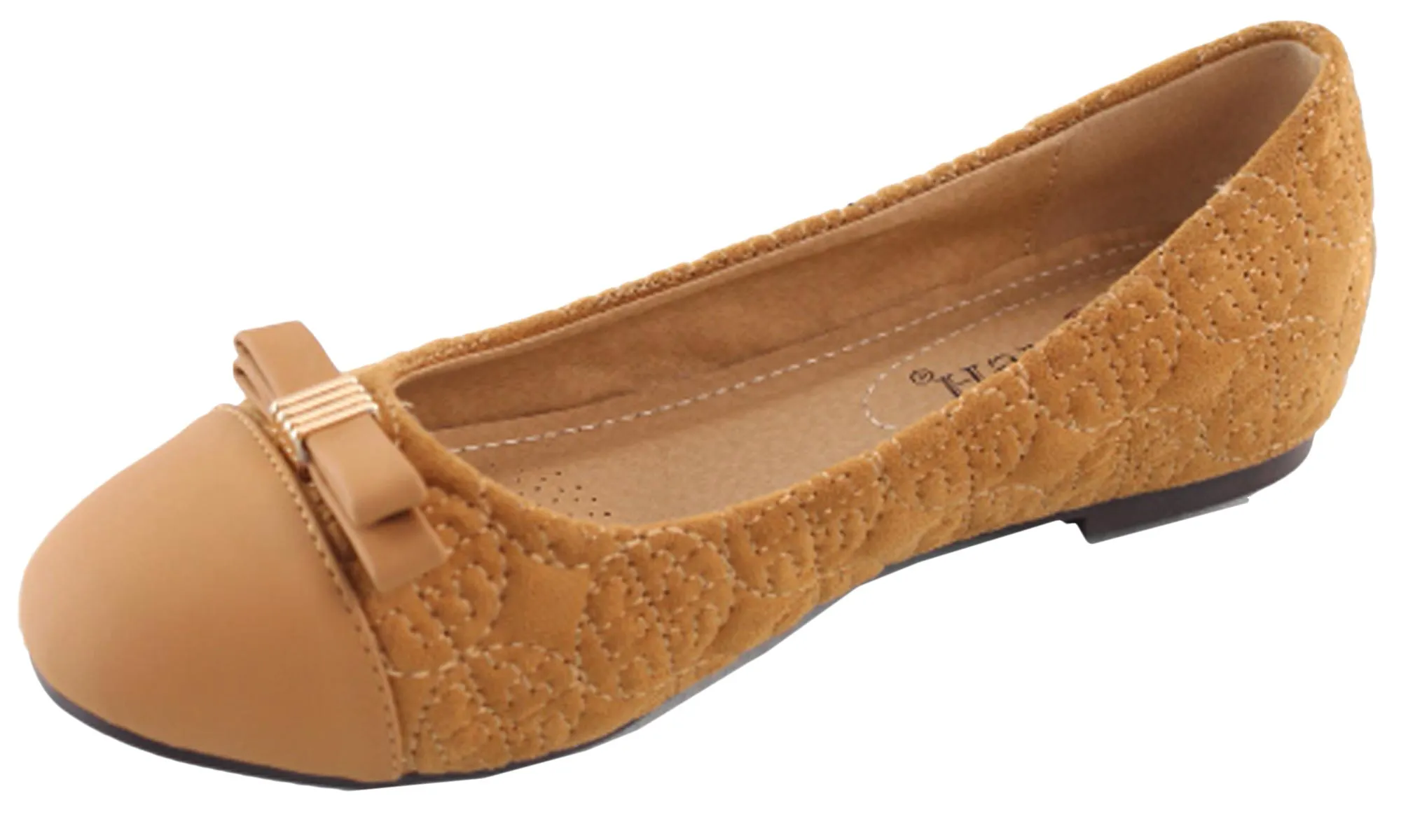 DBDK Women's Round Toe Bow Ballet Flat