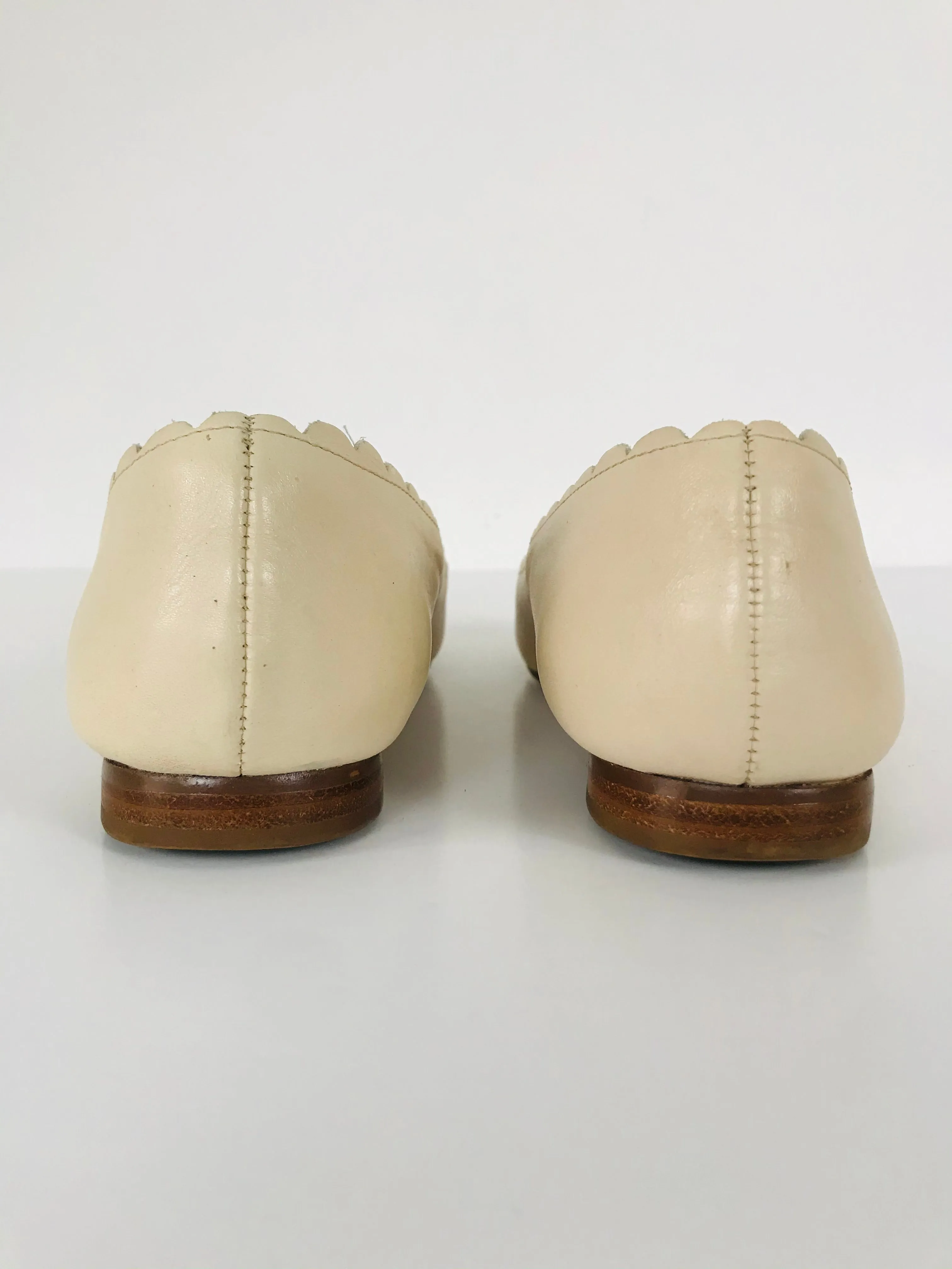 Dune Women’s Leather Slip On Scallop Ballet Pumps Shoes | UK6 | Pink