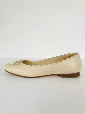 Dune Women’s Leather Slip On Scallop Ballet Pumps Shoes | UK6 | Pink