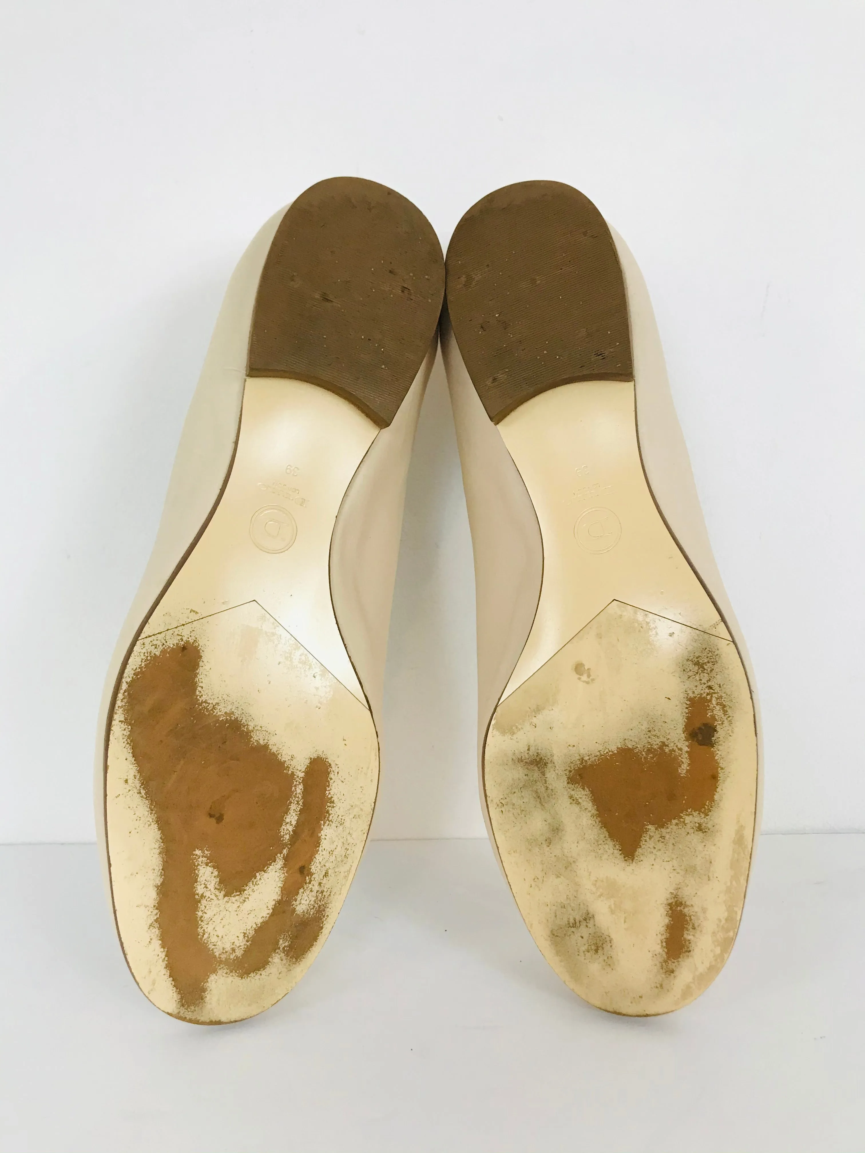 Dune Women’s Leather Slip On Scallop Ballet Pumps Shoes | UK6 | Pink