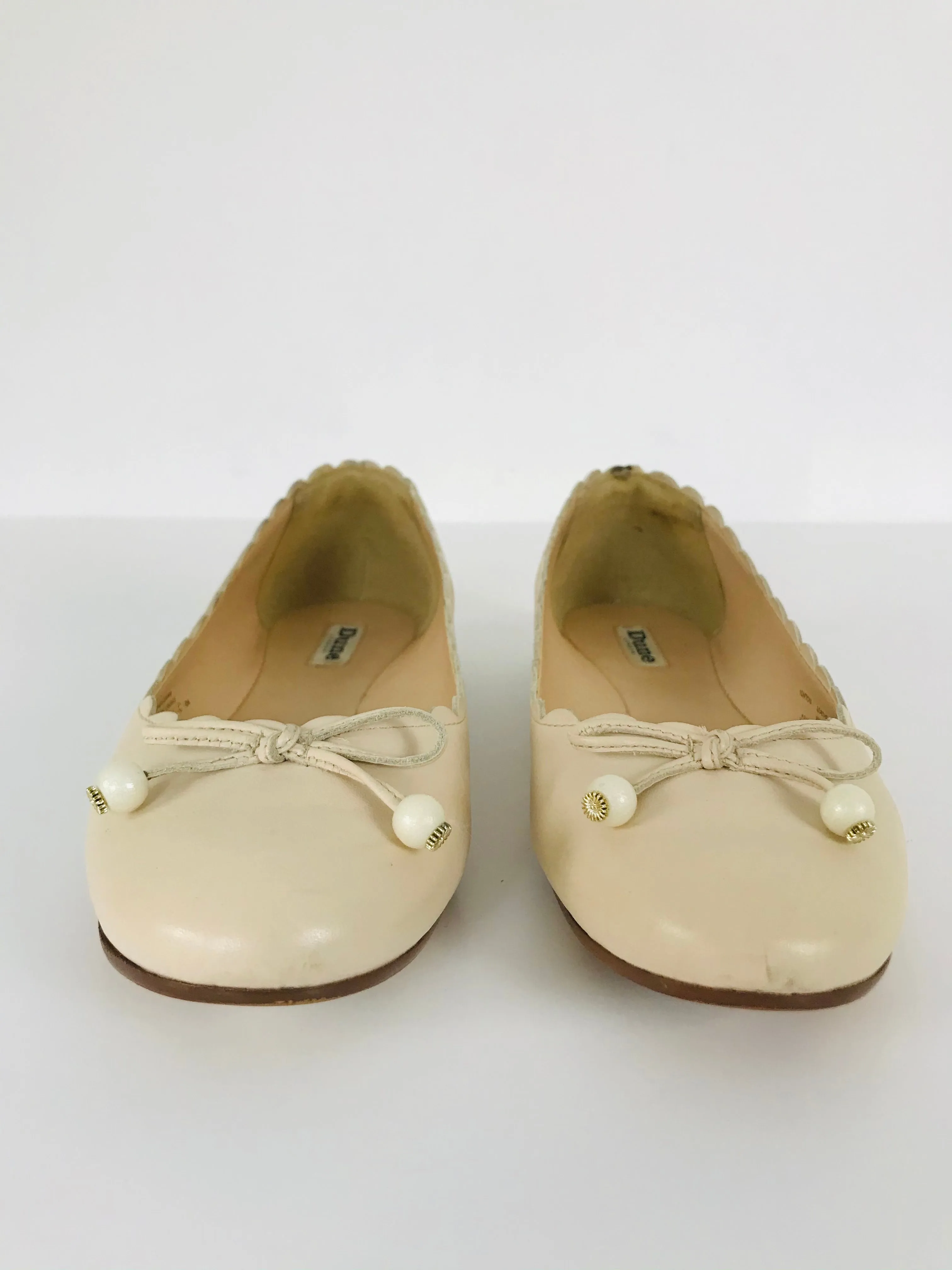 Dune Women’s Leather Slip On Scallop Ballet Pumps Shoes | UK6 | Pink