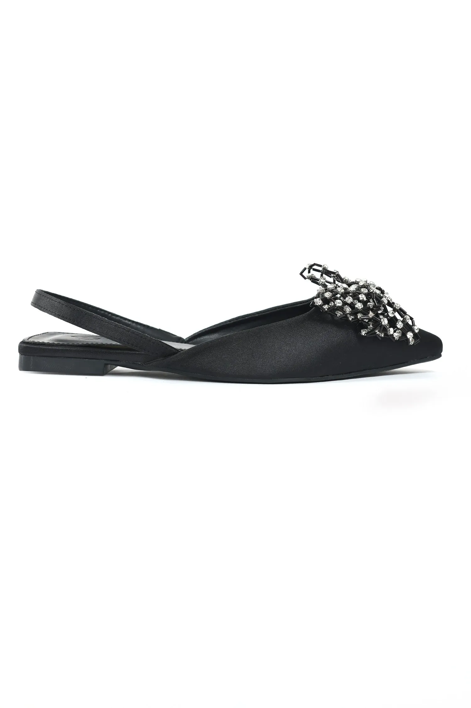 EMBELLISHED BOW SLINGBACKS-BLACK