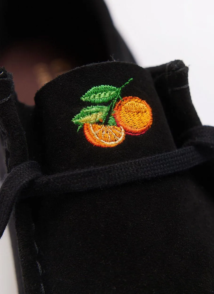 Embroidered Wallabee | Clarks Originals x Percival | Black Suede