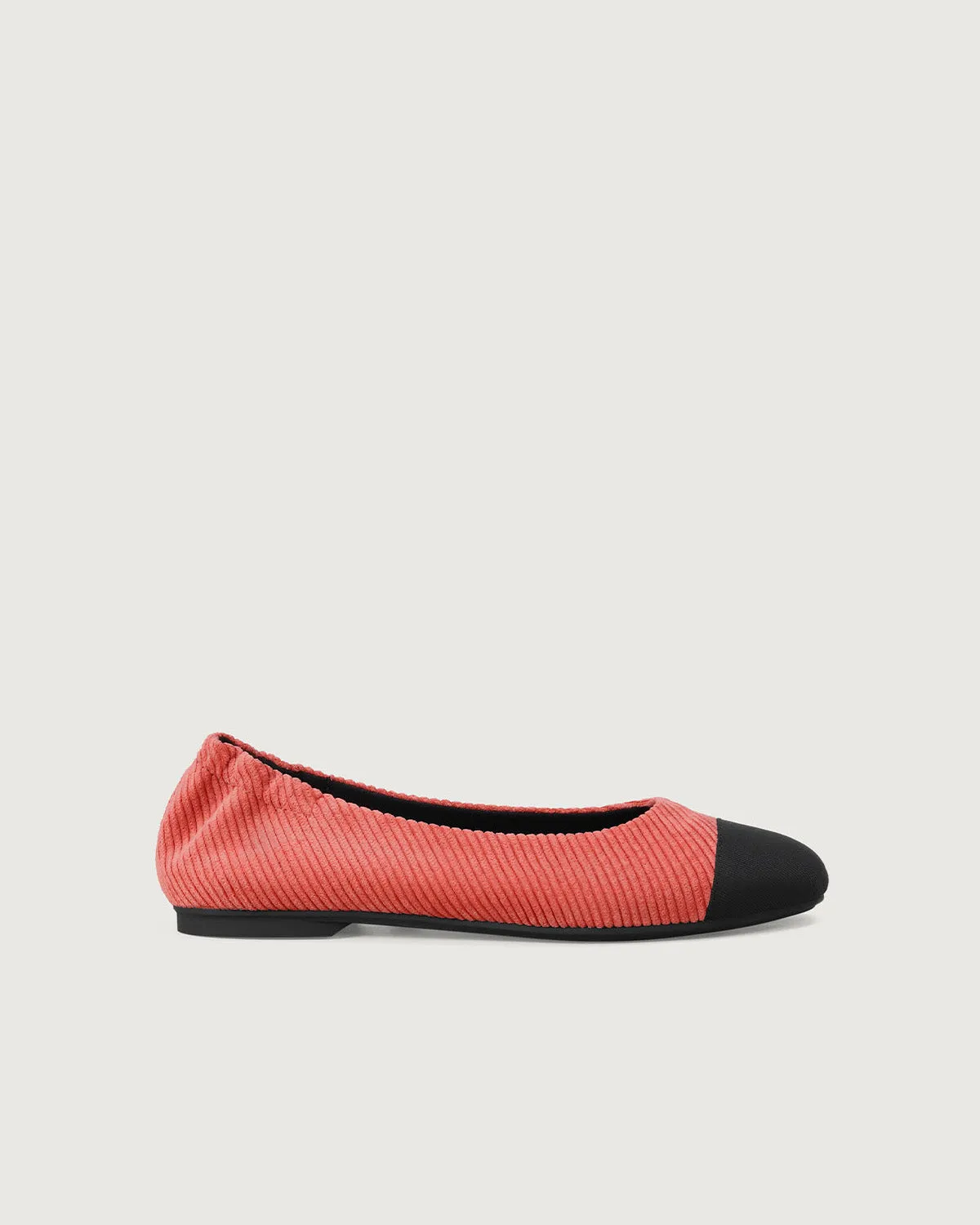 Enfiis Brick Red Twill Square Toe Ballet Flats