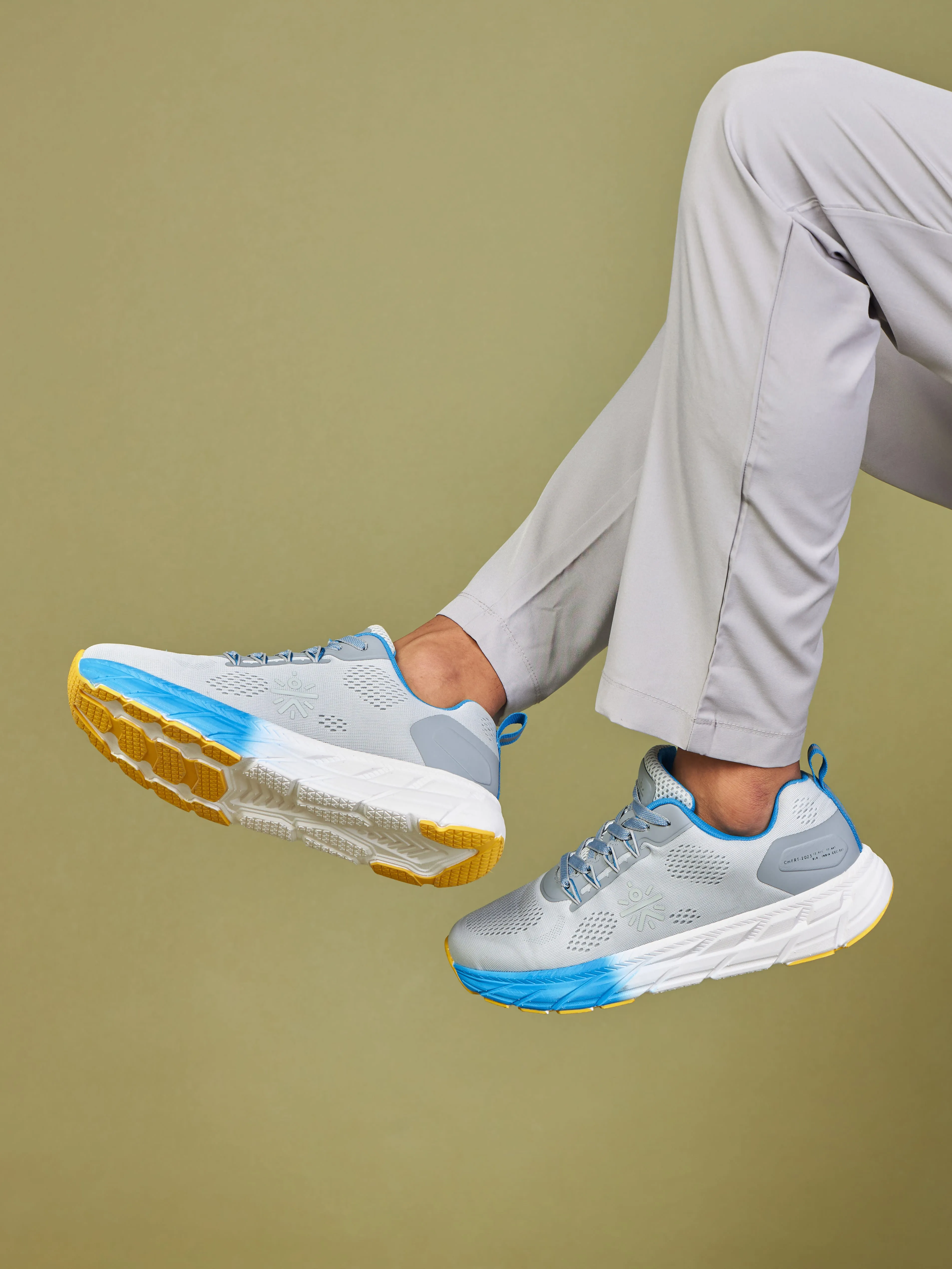 EZ  Ryde Men Running Shoes - Ash Grey/Turquoise Blue