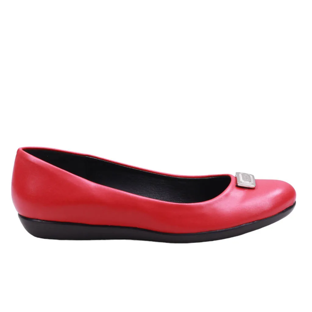 Flats para dama de punta redonda y adorno frontal
