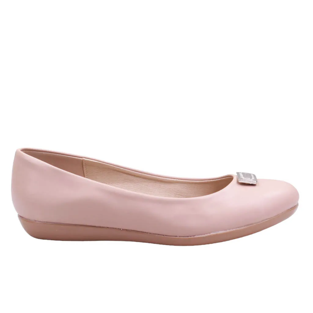 Flats para dama de punta redonda y adorno frontal