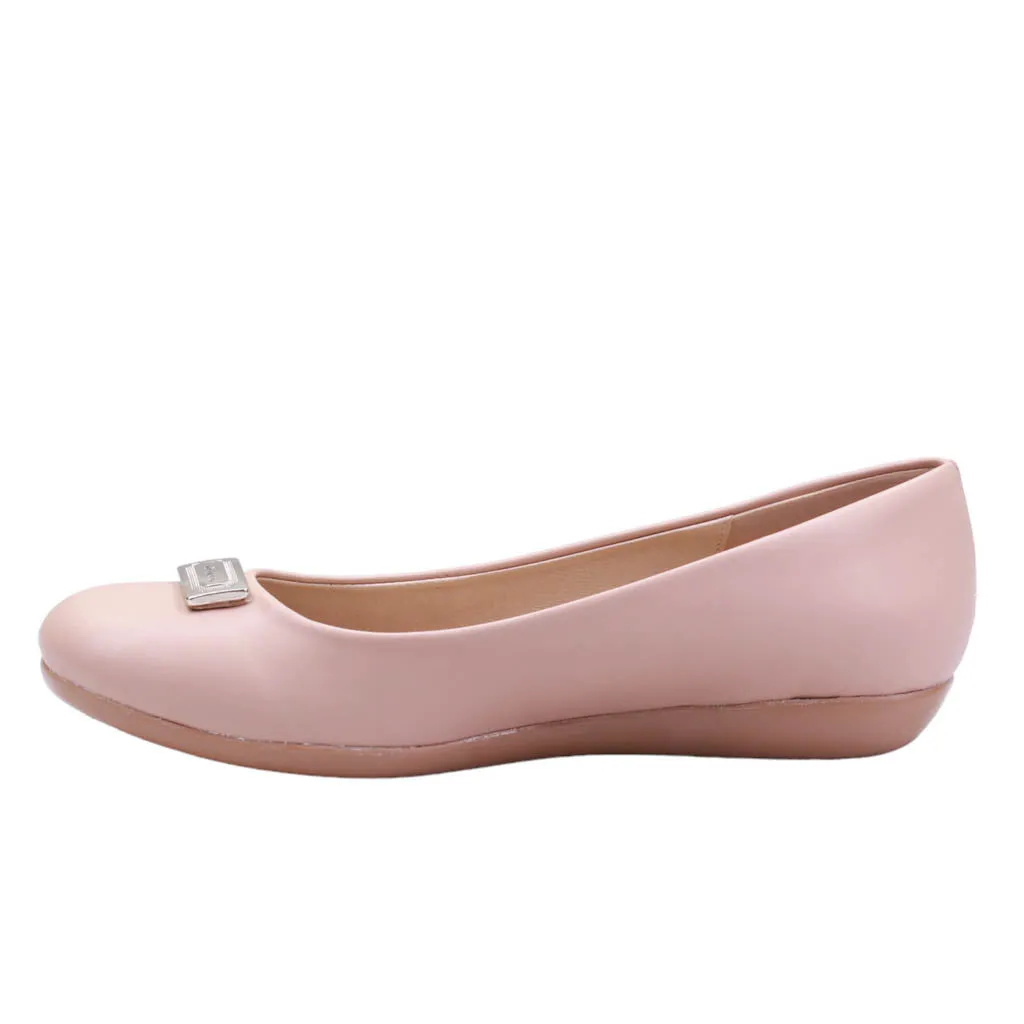 Flats para dama de punta redonda y adorno frontal